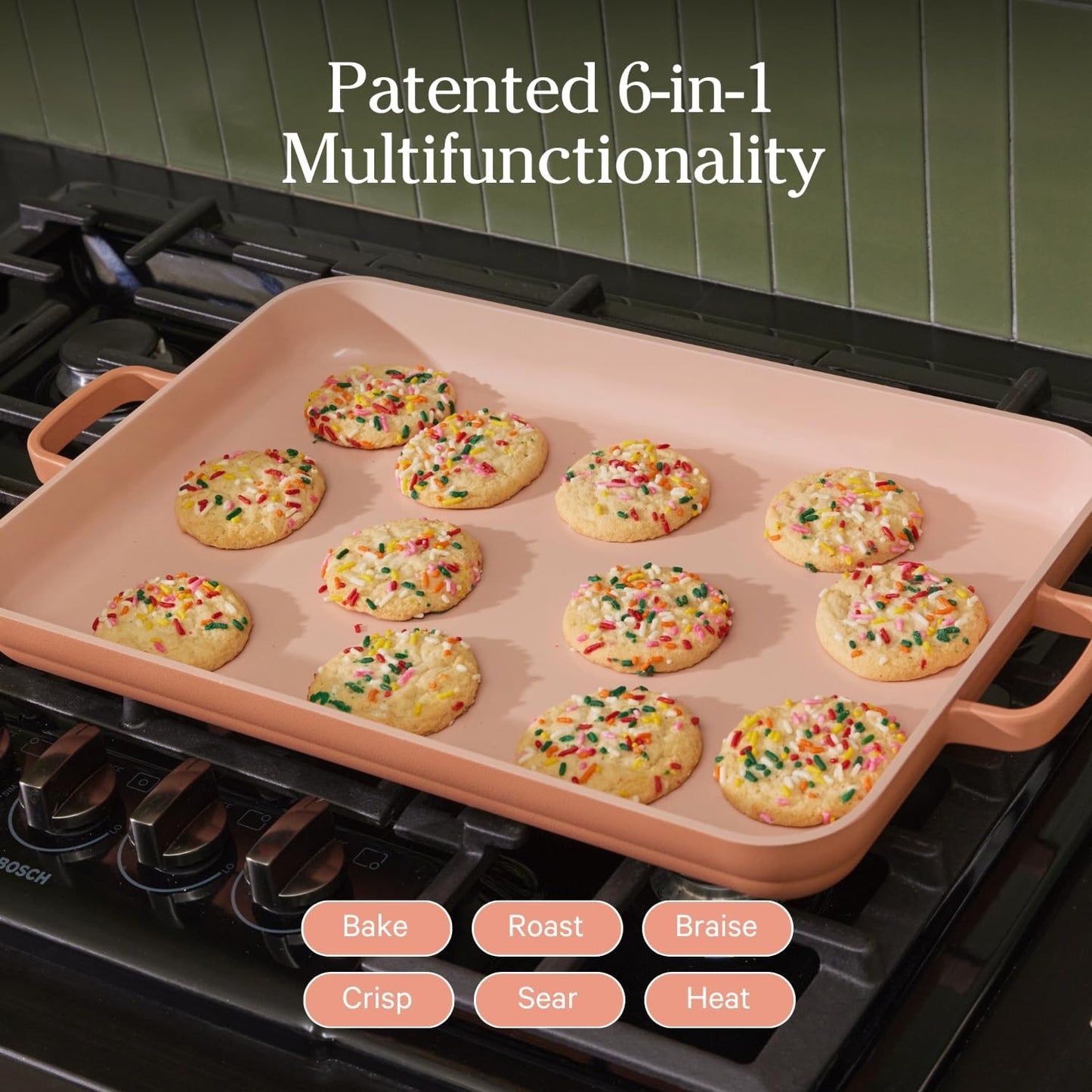 Bakeware Set | 5-Piece Nonstick, Toxin-Free, Ceramic, Cast Aluminum Set with Oven Pan, Bakers, & Oven Mat