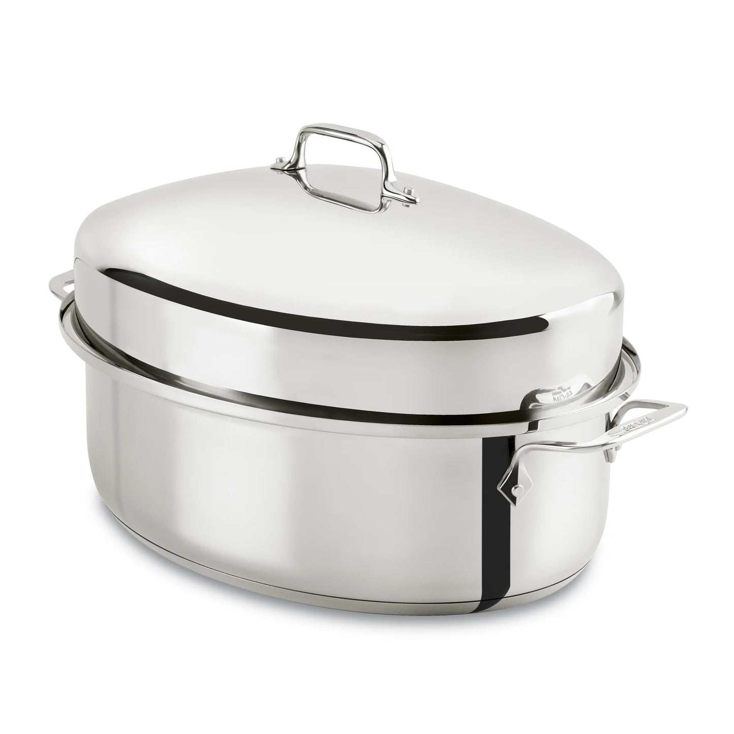 All-Clad E7879664 Stainless Steel Dishwasher Safe Oven Safe Covered Oval Roaster Cookware 20-lbs Silver