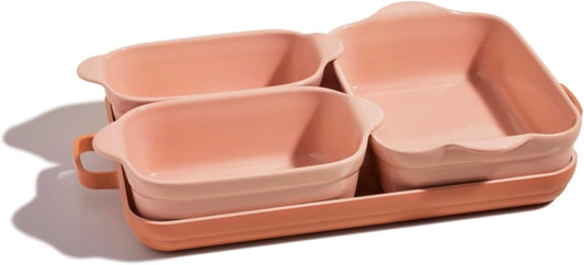 Bakeware Set | 5-Piece Nonstick, Toxin-Free, Ceramic, Cast Aluminum Set with Oven Pan, Bakers, & Oven Mat