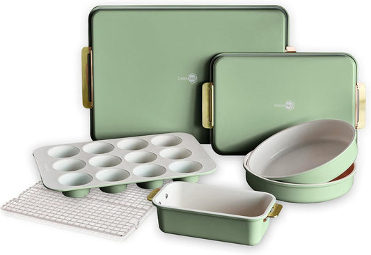 Bakeware Set, 7 Piece Nonstick Ceramic Gold