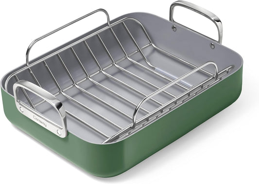 Caraway Roasting Pan - 16x13” Roasting Pan with Rack - Non-Stick Ceramic Coated - Non Toxic