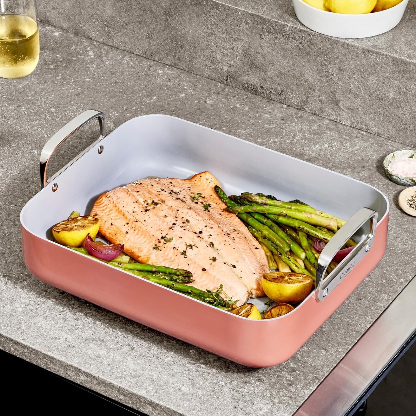 Caraway Roasting Pan - 16x13” Roasting Pan with Rack - Non-Stick Ceramic Coated - Non Toxic